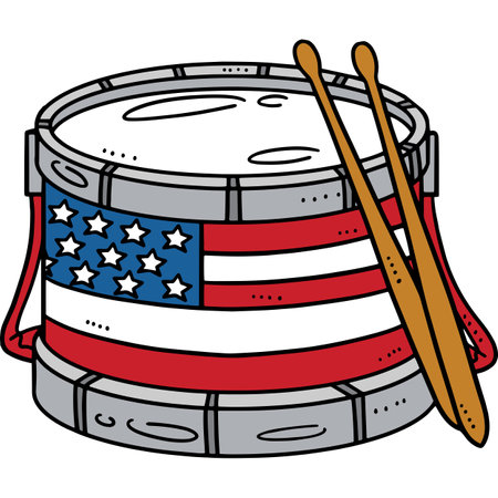 Marching Drum Cartoon Colored Clipart Illustrationのイラスト素材