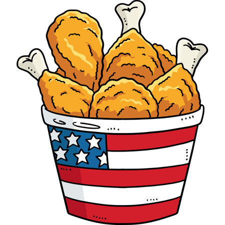 Bucket of Fried Chicken Cartoon Colored Clipartのイラスト素材