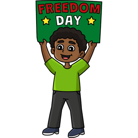 Boy with Juneteenth Freedom Day Cartoon Clipartのイラスト素材