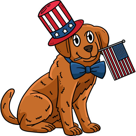 Patriotic Puppy Cartoon Colored Clipartのイラスト素材