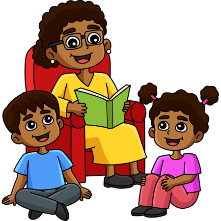 Juneteenth Grandmother telling History Clipartのイラスト素材