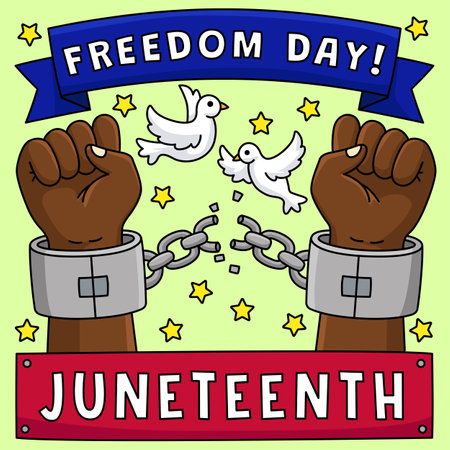 Juneteenth Broken Chains Freedom Day Coloredのイラスト素材