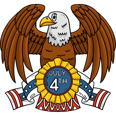 American Eagle with Ribbon Cartoon Colored Clipartのイラスト素材