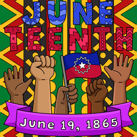 Juneteenth Raising Hands Coloring Illustrationのイラスト素材