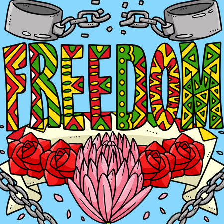 Juneteenth Freedom Colored Cartoon Illustrationのイラスト素材