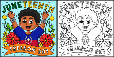 Juneteenth Freedom Day Coloring Page Illustrationのイラスト素材
