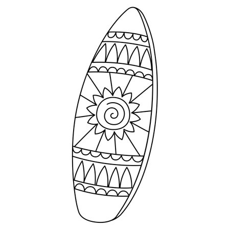 Surfboard Summer Isolated Coloring Page for Kidsのイラスト素材