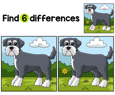 Schnauzer Dog Find The Differencesのイラスト素材