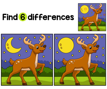 Christmas Reindeer Find The Differencesのイラスト素材