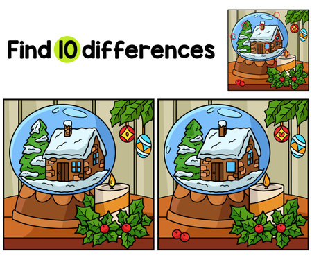 Christmas Snow Globe Find The Differencesのイラスト素材