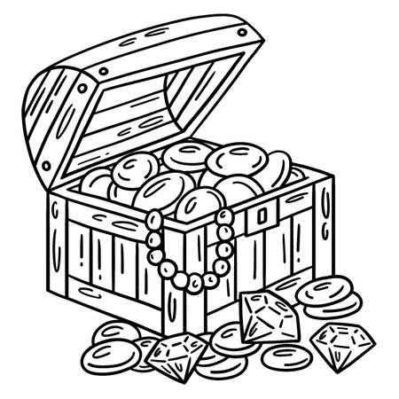 Pirate Chests Isolated Coloring Page for Kidsのイラスト素材