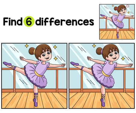 Dancing Ballerina Girl Find The Differencesのイラスト素材