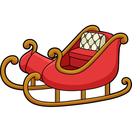 Sleigh Vehicle Cartoon Colored Clipartのイラスト素材