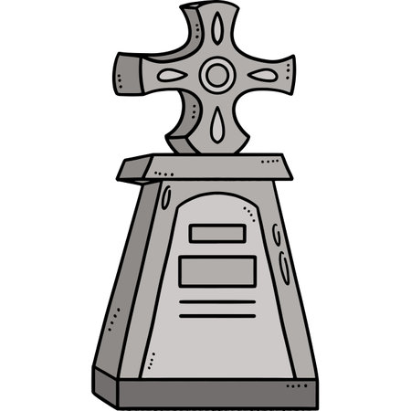 Tombstone Cartoon Colored Clipart Illustrationのイラスト素材