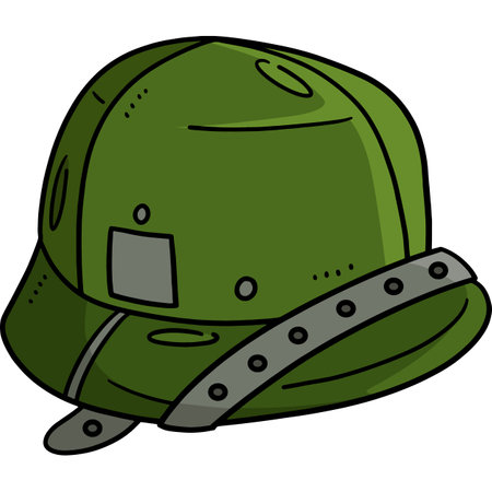 Combat Helmet Cartoon Colored Clipart Illustrationのイラスト素材
