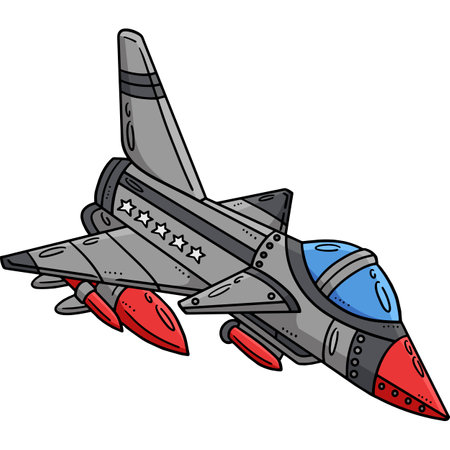 Fighter Jet Cartoon Colored Clipart Illustrationのイラスト素材