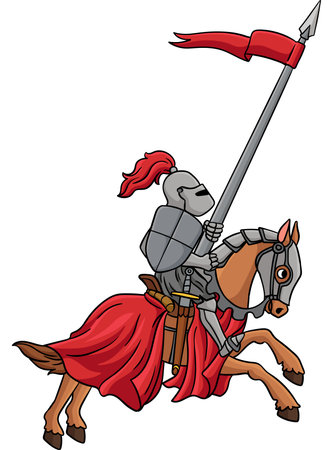 Knight Joust Cartoon Colored Clipart Illustrationのイラスト素材