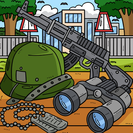 Memorial Day Military Armaments Colored Cartoonのイラスト素材