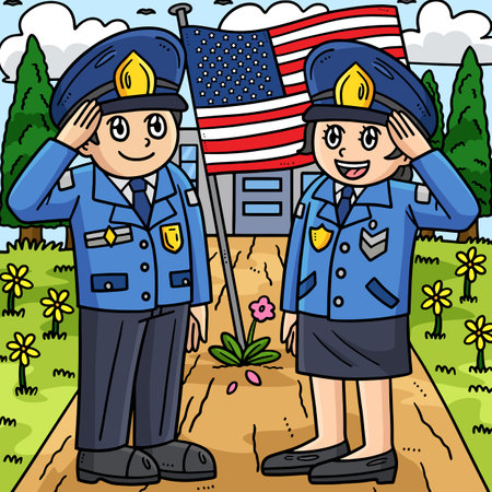 Memorial Day Soldier Hand Salute Colored Cartoonのイラスト素材