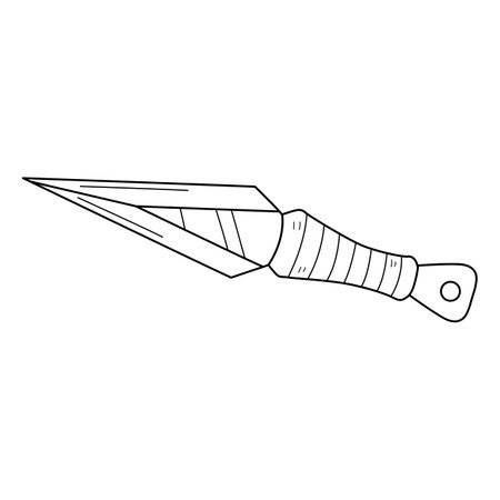 Ninja Kunai Isolated Coloring Page for Kidsのイラスト素材