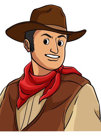 Cowboy in the Desert Cartoon Colored Clipartのイラスト素材