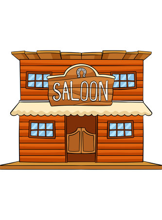 Cowboy Saloon Cartoon Colored Clipart Illustrationのイラスト素材