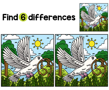 Christian Dove with a Rosary Find The Differencesのイラスト素材