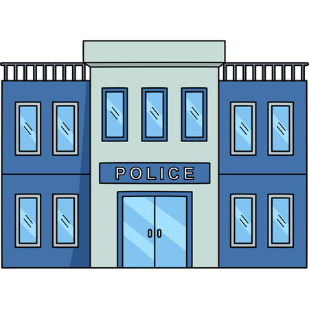 Police Station Cartoon Colored Clipartのイラスト素材