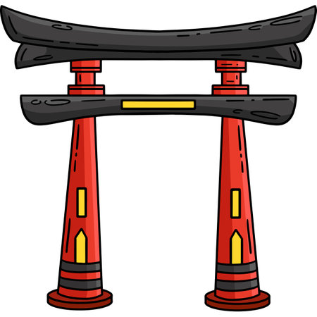 Torii Cartoon Colored Clipart Illustrationのイラスト素材