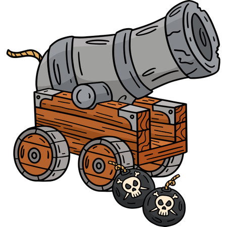 Pirate Cannon Cartoon Colored Clipart Illustrationのイラスト素材