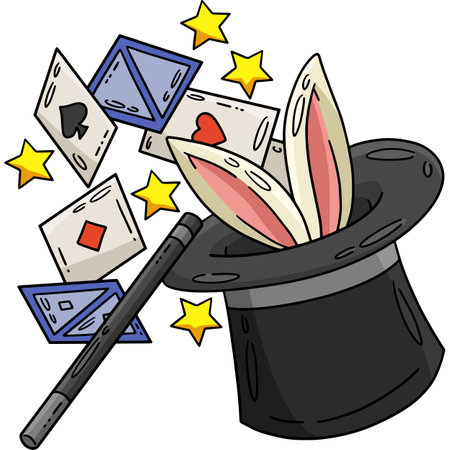 Circus Magician in a Top Hat Cartoon Clipartのイラスト素材