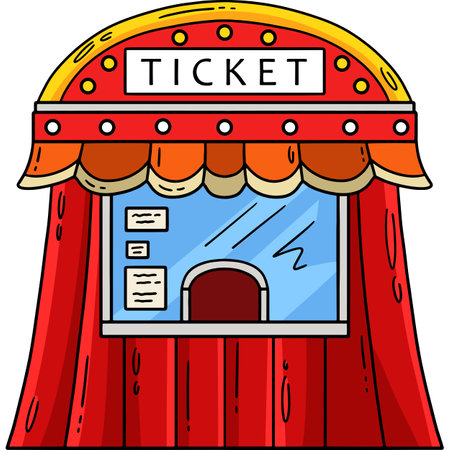 Circus Ticket Booth Cartoon Colored Clipartのイラスト素材