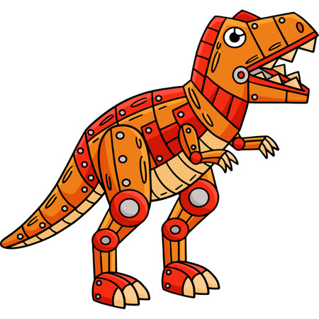 Robot T Rex Cartoon Colored Clipart Illustrationのイラスト素材