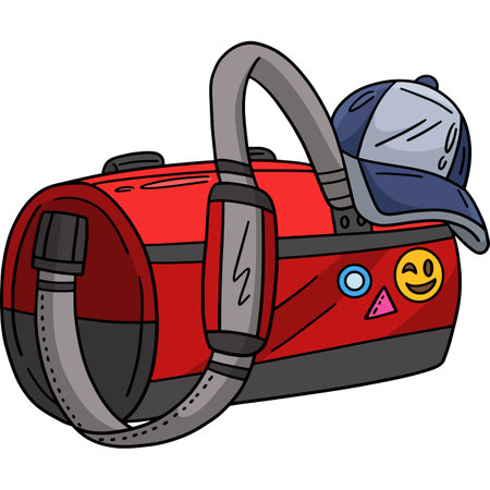 Sports Bag and Cap Cartoon Colored Clipartのイラスト素材