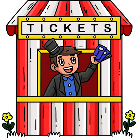 Circus Ticket Booth Cartoon Clipart Illustrationのイラスト素材