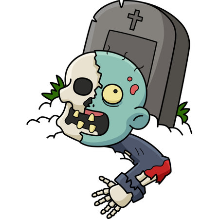 Zombie Rising from the Grave Cartoon Clipartのイラスト素材