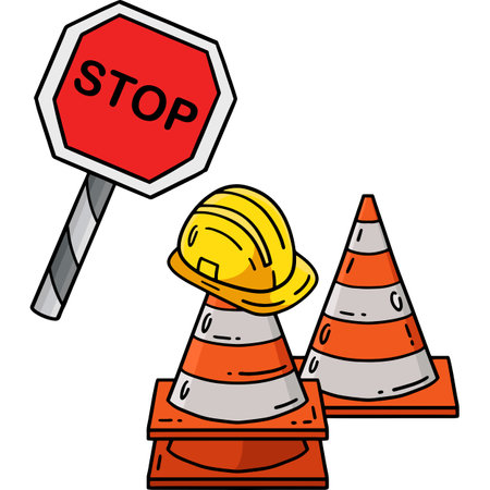 Construction Safety Signage Cartoon Clipartのイラスト素材