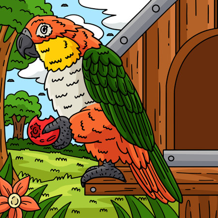 Cacique Bird Colored Cartoon Illustrationのイラスト素材