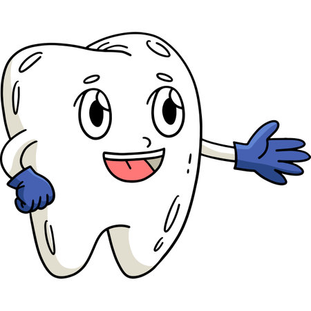 Dental Care Giant Smiling Tooth Cartoon Clipartのイラスト素材