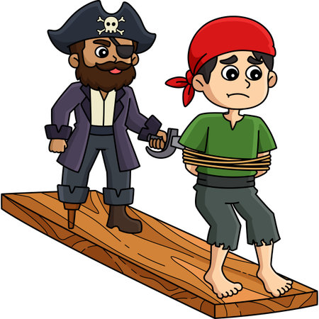 Pirate Walking the Plank Cartoon Colored Clipartのイラスト素材