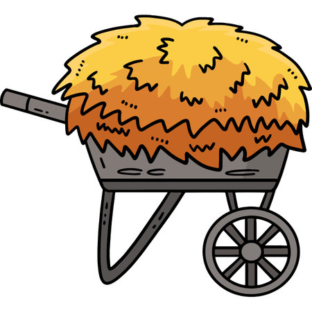 Wheelbarrow Hay Cartoon Colored Clipartのイラスト素材