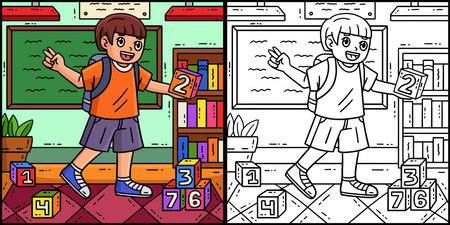 First Day of School Child Number Blockのイラスト素材