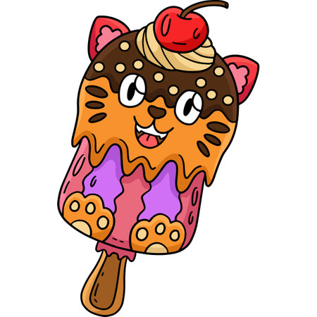 Ice Cream Cat ice cream Cartoon Colored Clipartのイラスト素材