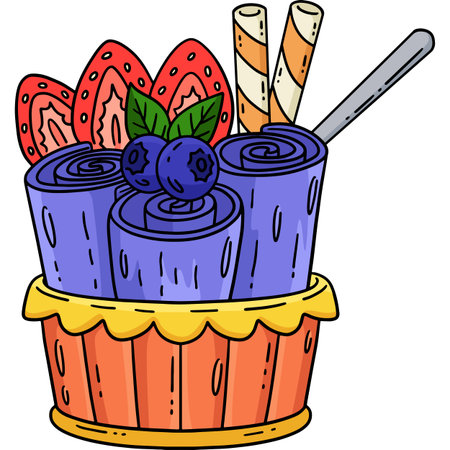 Ice Cream Rolled Cartoon Colored Clipart