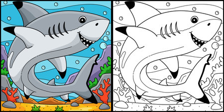 Blacktip Shark Coloring Page Colored Illustrationのイラスト素材
