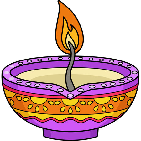 Diwali Diyas Cartoon Colored Clipart Illustrationのイラスト素材