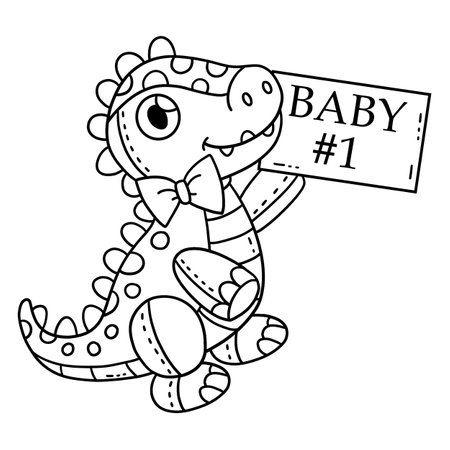 Baby Shower Dinosaur Plushie Isolated Coloringのイラスト素材