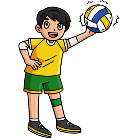 Volleyball Player Spiking the Ball Cartoon Clipartのイラスト素材