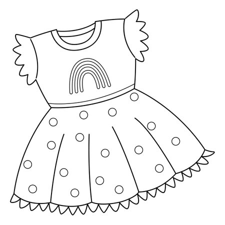 Baby Shower Baby Girl Dress Isolated Coloringのイラスト素材