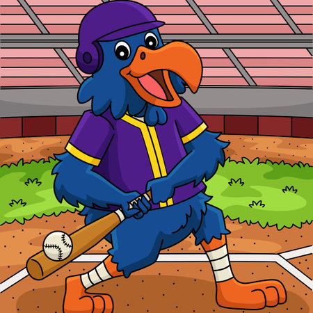 Baseball Batter Mascot Colored Cartoonのイラスト素材